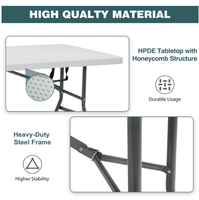 Table rectangulaire pliante en plastique de haute qualité de 240cm pour les événements extérieurs et intérieurs