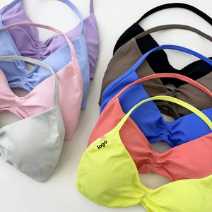 New Supportive Sports Bra Strappy Backless Yoga Gym Bra Women Workout Clothing Gym Top Halter Seamless Sport Bras - Product Image 3