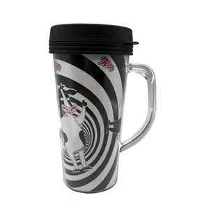 Gzysl caneca de café para viagem, 16oz, parede dupla, com foto, isolada, copo à prova de vazamento, 2 tipos