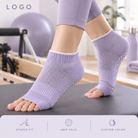 Chaussettes de studio antidérapantes à bout ouvert, coupe basse, avec grip intégral pour le pilates, ajustement parfait, gradation de taille, lavables