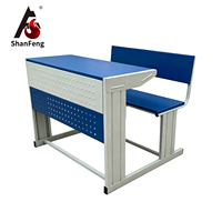 Meubles de classe modernes en Inde, ensemble bureau et chaise ergonomiques en bois et métal pour deux élèves, pour usage scolaire