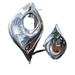 Sculpture abstraite en forme de larme en acier inoxydable poli miroir sur mesure, décoration artistique moderne pour jardin extérieur, fontaine d'eau - Product Image 1