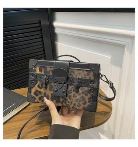 Sacs à main de luxe pour femmes en gros, sacs à bandoulière en cuir PU rétro à imprimé léopard en forme de boîte pour femmes - Product Image 4