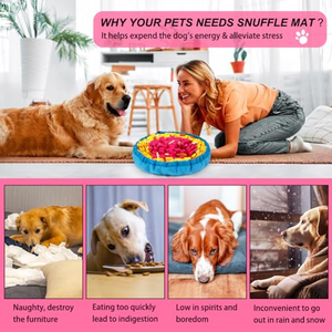 Gamelle pour chien moderne, portable, pliable, écologique, en feutre, à alimentation lente, et tapis olfactif floral pour l'entraînement, le jeu de puzzle automatique et la réduction de l'anxiété - Product Image 3