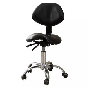 Chaise de coiffeur pivotante à roulettes, réglable en hauteur, avec dossier et assise en cuir PU – <span class=keywords><strong>Tabouret</strong></span> de salon pour école, hôpital, <span class=keywords><strong>atelier</strong></span> - Product Image 2