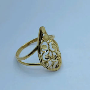 แหวนทองคำ 22K รูปทรงหยดน้ำสไตล์ชาติพันธุ์ |   รูปแบบตาข่ายภายใน |   การออกแบบแผ่นฟิลิกรีแบบดั้งเดิม |   แหวนนิ้วสำหรับงานแต่งงาน - Product Image 1