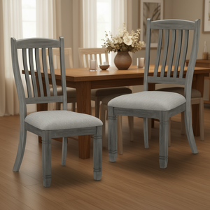 Chaises hautes de salle à manger, 2 pièces, cadre en bois gris antique, revêtement en tissu, style décontracté, meubles pour la maison - Product Image 2