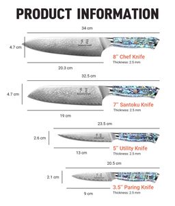 Couteau de cuisine Homeful, couteau de chef en acier Damas VG10 à 67 couches avec manche en acrylique - Product Image 6