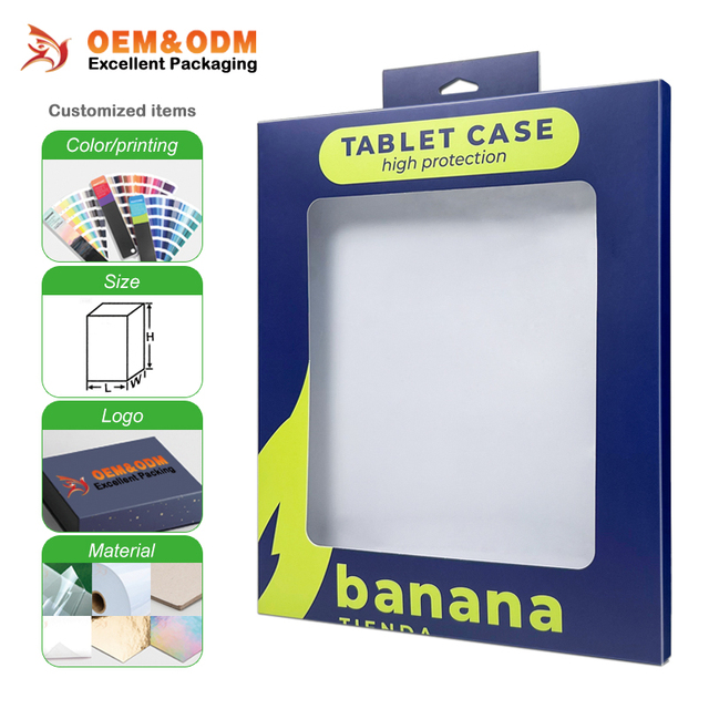 Rigid Paperboard Box Tablet Case Packaging with Embossing Eco-friendly Recyclable Custom Printed Electronics Packaging Solutions