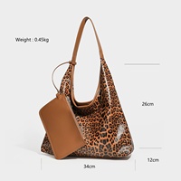 Sac à main pour femme tendance en gros, sac hobo imprimé léopard grande capacité avec portefeuille, sac à bandoulière de créateur