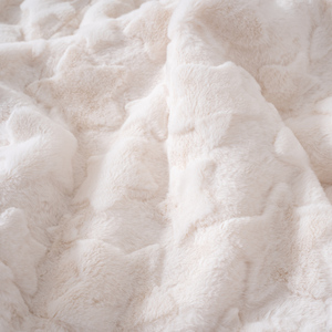 Manta de visón de conejo de piel sintética para bebé, manta de doble capa supersuave con estampado de estrellas blancas de marfil de lujo - Product Image 5