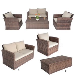 Vente directe d'usine et vente en gros d'ensemble de 4 meubles de patio de luxe meubles de jardin canapé en <span class=keywords><strong>rotin</strong></span> d'extérieur - Product Image 4