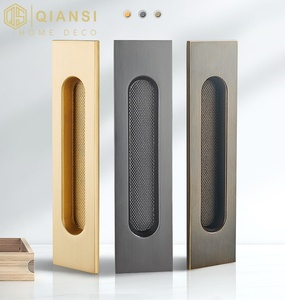 Laci memanjang hitam Handel tersembunyi tersembunyi tarikan tersembunyi untuk lemari dapur lemari rias kenop pintu geser - Product Image 1