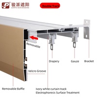 Nouveau modèle de cantonnière de rideau quatre-en-un durable à double rail avec éclairage LED en aluminium pour hôtels, bureaux et espaces commerciaux