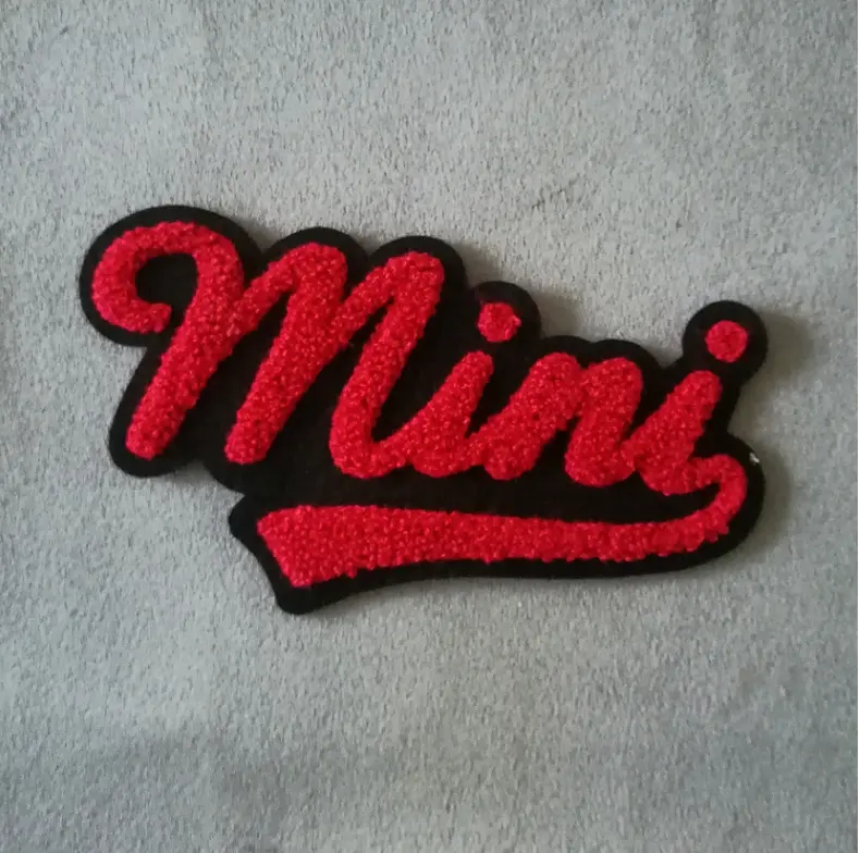 Colorful letter iron on customized chenille embroidery patch for clothing