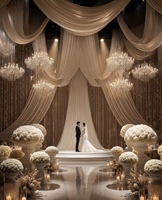 Accessoires de mariage : Luminaires de plafond, Boules de fleurs, Murs de fleurs, Panneaux de chemin de mariage, Décorations de table, Murs de fleurs, Sélection de composition à choix unique
