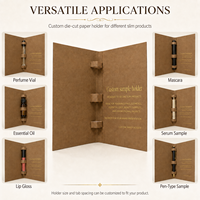 Carte d'échantillons de parfums et d'huiles essentielles personnalisée, style livret, pour la découverte de fragrances, avec insert pour flacons de 2ml, 3ml, 5ml