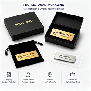 <span class=keywords><strong>Plaque</strong></span> nominative personnalisée <span class=keywords><strong>en</strong></span> métal gravé de qualité supérieure <span class=keywords><strong>pour</strong></span> entreprise, hôtel, badge avec logo <span class=keywords><strong>sur</strong></span> <span class=keywords><strong>mesure</strong></span> et attache épingle de sûreté - Product Image 6