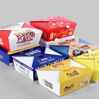 Caja para llevar de pollo frito estilo coreano, engrosada, desechable, de cartón blanco con papel de aluminio, a prueba de aceite e impermeable, para aperitivos.