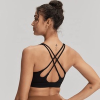 Soutien-gorge de sport respirant et doux pour la peau, maintien moyen, avec coussinets rembourrés, antichoc, dos croisé, pour le yoga et le fitness, pour femme