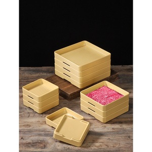 Bandejas de servir cuadradas de melamina apilables con diseño acanalado para platos de carne para hot pot y grill, uso en hoteles. - Product Image 2