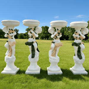 Maceta Grande de Mármol Blanco Natural, Florero Clásico, Decoración para Jardín, Patio o Terraza - Product Image 6