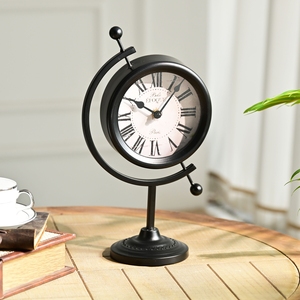 Horloge de bureau vintage industrielle en métal noir personnalisée, style rétro, affichage à aiguilles, mécanique, décoration d'intérieur - Product Image 6