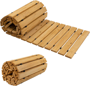 Dalles de terrasse modulaires en bois personnalisées, emboîtables, pour allées droites et courbes, tapis de chemin pour jardin, patio, extérieur - Product Image 1