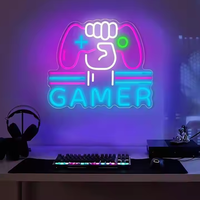 Enseignes au néon en acrylique en gros-Lumières de logo LED personnalisées imprimées UV pour salles de jeux et entreprises, décoration murale RVB durable