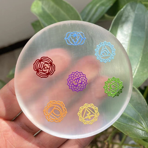 Precio de fábrica 8-9cm Placa de carga de selenita transparente Natural/disco cristal Chakra purificar energía curativa decoración del hogar - Product Image 5