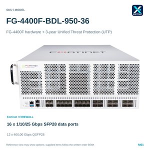 Fortinet <span class=keywords><strong>FG</strong></span>-<span class=keywords><strong>4400F</strong></span>-BDL-950-36 Matériel <span class=keywords><strong>FG</strong></span>-<span class=keywords><strong>4400F</strong></span> + Protection Unifiée Contre les Menaces (UTP) sur 3 ans - Product Image 1