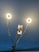 Dudukan Ponsel Lampu Cincin Ganda Lengan Ganda, Lampu Cincin Swafoto Rotasi 360 dengan Klip Dudukan untuk Rapat Online Zoom Streaming Langsung