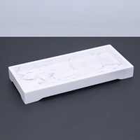 Plateau Organisateur Rectangulaire Personnalisé Effet Pierre, Fabricant OEM en Polyrésine, Accessoires de Salle de Bain, Plateau à Bijoux pour Coiffeuse d'Hôtel