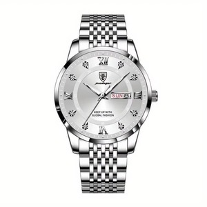 Un moderno reloj de cuarzo con correa de malla de acero inoxidable negro para hombre, perfecto para regalar. - Product Image 4