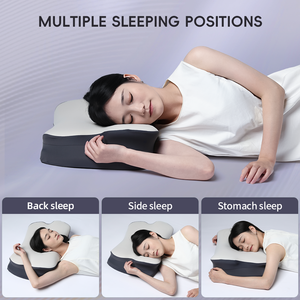 Nouvel oreiller ergonomique pour le sommeil sur le côté en soie solide/géométrique, soutien du cou, oreiller cervical en mousse à mémoire de forme, housse d'oreiller amovible - Product Image 6