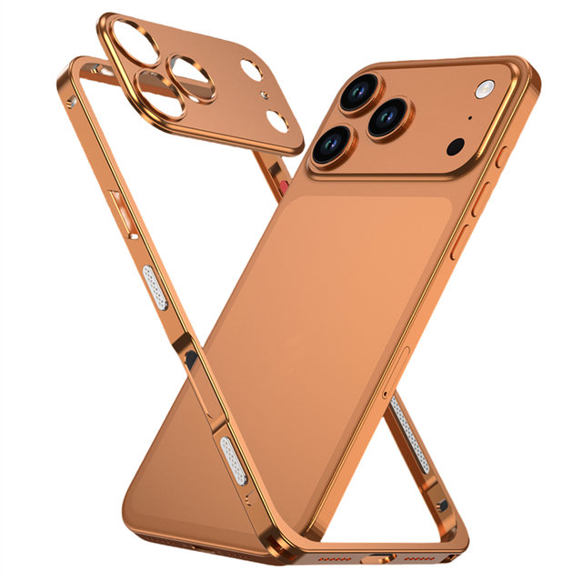 Luxury Electroplate Aluminum Frame Bumper Shockproof Air Cushion Camera Protector Phone Case for 17 air 17 Pro 17 Pro Max
