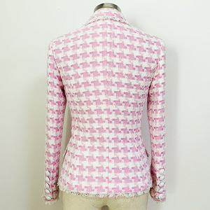 Conjunto de Tweed H3225 Rosa Feminino de Alta Qualidade Respirável em Malha de Poliéster Bodycon 2022 Blazers Casacos <span class=keywords><strong>Plus</strong></span> <span class=keywords><strong>Size</strong></span> - Product Image 3