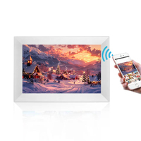 Cadre photo intelligent connecté au cloud 10,1 pouces multi-touch haute résolution avec Frameo Wifi Élégant écran LCD IPS Haut-parleurs intégrés