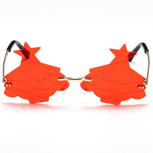 Рождественская елка солнцезащитные очки оттенки Металлические модные персонализированные Солнцезащитные очки без оправы для вечеринок для женщин - Product Image 2