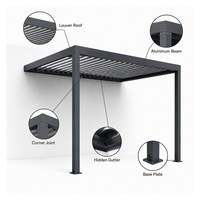 Pergolas de jardin bioclimatiques murales, pergola à lames orientables, auvent de pergola, pergola en aluminium, panneaux de pergola pour terrasse, villa, pont