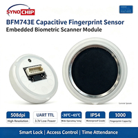 BFM743E Modul Pemindai Biometrik Sensor Sidik Jari Kapasitif Tertanam 508dpi Penyimpanan Cloud UART TTL Suhu Lebar Cerdas