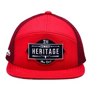 Fabricant Bsci personnalisé de haute qualité 7 panneaux casquettes de camionneur rouge broderie à bord plat sublimation camionneur chapeau en maille - Product Image 3