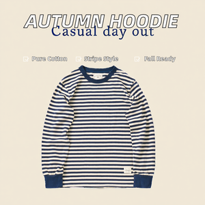 Nouvelle Collection Automne – Sweat à Capuche Rayé Décontracté 100% Coton, Coupe Oversize Longue et Tissée, Facile à Assortir, Tendance Incontournable - Product Image 4