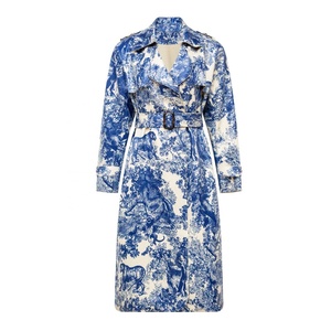 Gabardina Larga Personalizada 2025 con Cinturón, Diseño Único para Mujer, Elegante y Lujosa con Estampado Toile De Jouy, Abrigo de Invierno para Damas - Product Image 1