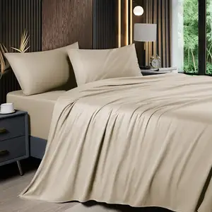 Lightweight Soft Easy Care Deep Pockets Bamboo Bed Sheets Pillowcases 4-Piece Bed Sheet Set For Hotel