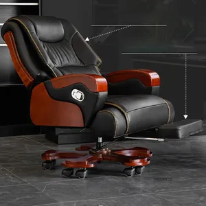 Chaise de bureau en cuir de style patron, chaise de direction, mobilier de bureau rétro pour la maison, fabricant OEM ODM, vente en gros, commande en gros - Product Image 1