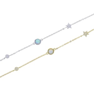 <span class=keywords><strong>Bracelet</strong></span> couleur argent or pour jeune fille, nouvelle collection de bijoux artisanaux, pierres d'opales, breloques en forme d'étoile, vente en gros, tendance - Product Image 3