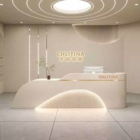 Comptoir de réception moderne de luxe en bois laqué pour salon de beauté, spa, hôtel, bureau, caisse, salle de sport, bar à domicile, réception - Durable et commercial