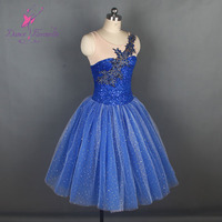 Robe de ballet bleu brillant de qualité supérieure, tutu en spandex, robe justaucorps à paillettes, costume de ballerine pour filles, nouvelle collection 19506