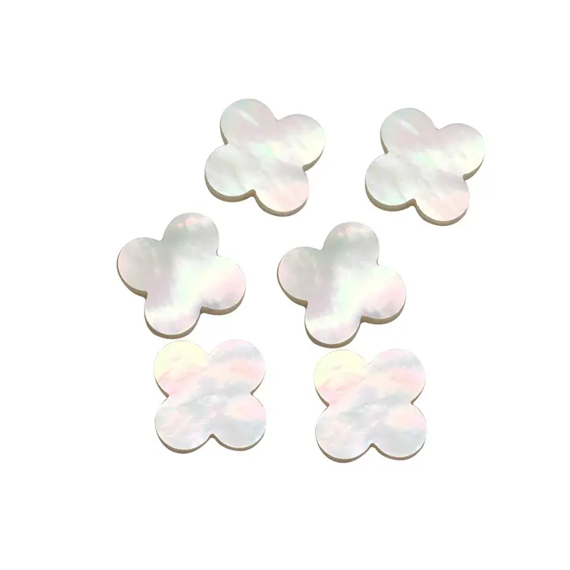 Wholesale Natural Gemstone Four Leaf Clover Stones White M.O.P. 1.0mm Stones For Jewelry Making